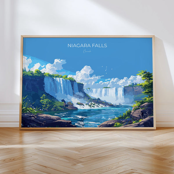 Niagara Falls Travel Poster Wall Art, Landscape Travel Print of Niagara Falls, Niagara Falls Art Lovers Gift, Canada, Travel Wall Art Gift