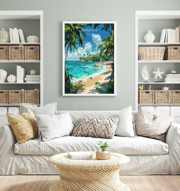 Barbados Travel Poster, Travel Print of Barbados, Caribbean, Barbados Art Lovers Gift, Caribbean Gift, Wall Art Print