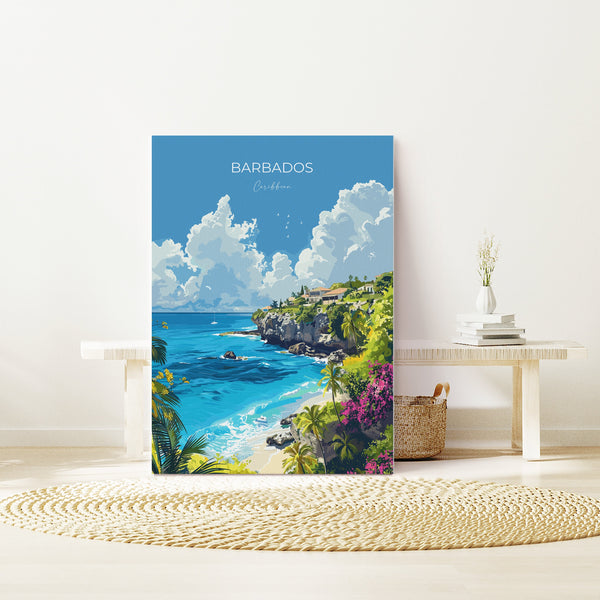 Barbados Travel Poster, Travel Print of Barbados, Caribbean, Barbados Art Lovers Gift, Caribbean Gift, Wall Art Print