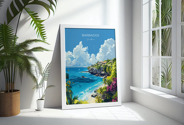 Barbados Travel Poster, Travel Print of Barbados, Caribbean, Barbados Art Lovers Gift, Caribbean Gift, Wall Art Print