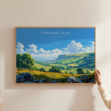 Yorkshire Dales Landscape Travel Poster Wall Art, Travel Print of Yorkshire Dales, Yorkshire Dales Art Lovers Gift, English Countryside NQ Media Designs