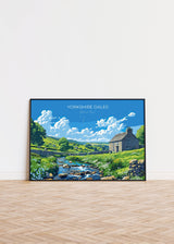 Yorkshire Dales Landscape Travel Poster Wall Art, Travel Print of Yorkshire Dales, Yorkshire Dales Art Lovers Gift, English Countryside NQ Media Designs