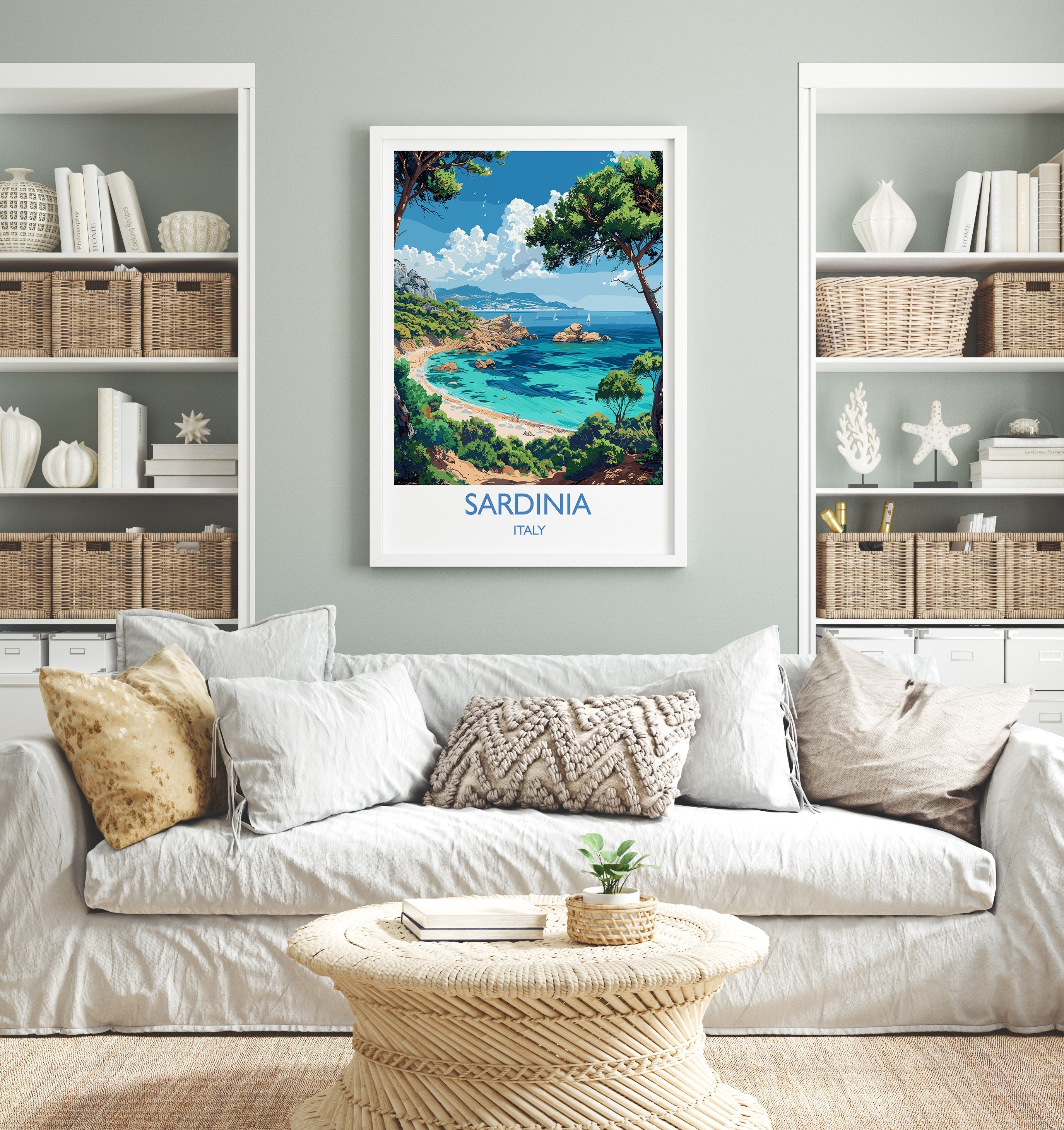 Sardinia Travel Poster Wall Art, Travel Print of Sardinia, Sardinia Art Lovers Gift, Italy, Italian Art Gift NQ Media Designs