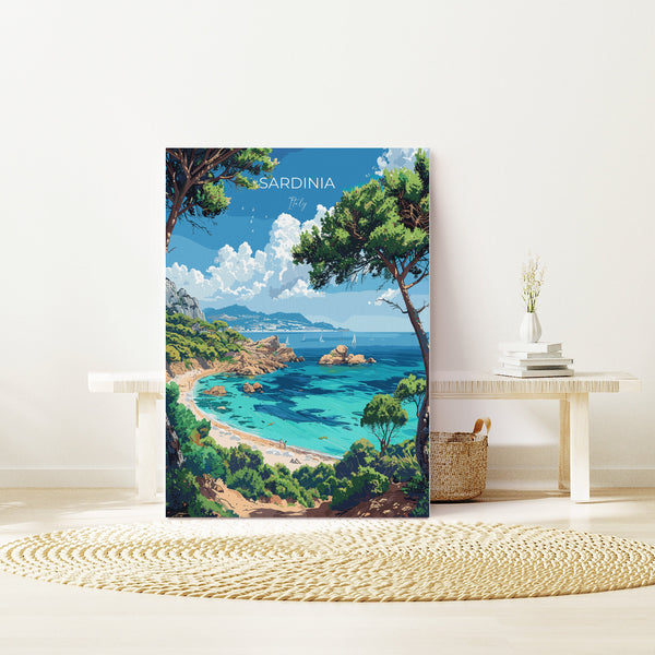 Sardinia Travel Print Wall Art, Travel Poster of Sardinia, Sardinia Art Lovers Gift, Italy, Italian Art Gift