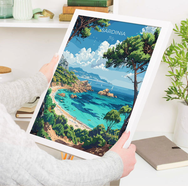 Sardinia Travel Print Wall Art, Travel Poster of Sardinia, Sardinia Art Lovers Gift, Italy, Italian Art Gift