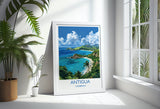 Antigua Travel Print, Travel Poster of Antigua, Caribbean, Antigua Art Lovers Gift, Caribbean Gift, Wall Art Print NQ Media Designs