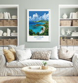 Antigua Travel Print, Travel Poster of Antigua, Caribbean, Antigua Art Lovers Gift, Caribbean Gift, Wall Art Print NQ Media Designs