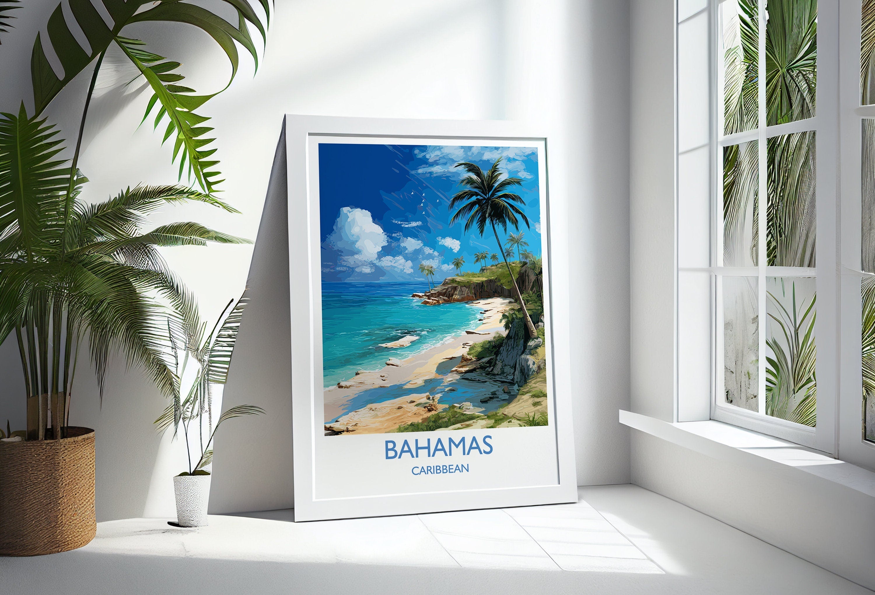 Bahamas Travel Poster Wall Art, Travel Print of Bahamas, Caribbean, Bahamas Art Lovers Gift, Caribbean Gift, Wall Art Print NQ Media Designs