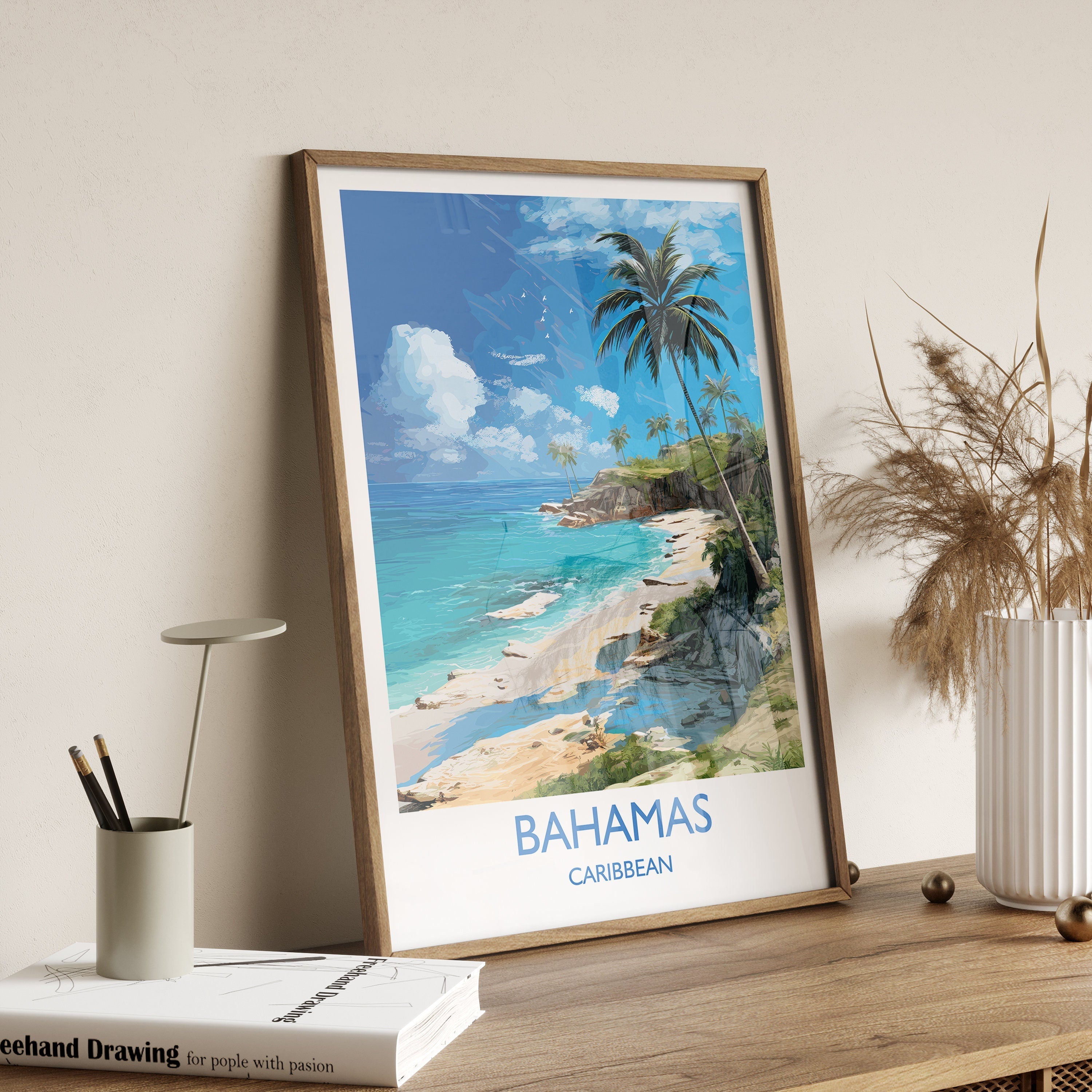 Bahamas Travel Poster Wall Art, Travel Print of Bahamas, Caribbean, Bahamas Art Lovers Gift, Caribbean Gift, Wall Art Print NQ Media Designs