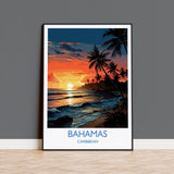 Bahamas Travel Poster Wall Art, Travel Print of Bahamas, Caribbean, Bahamas Sunset Art Lovers Gift, Caribbean Gift, Wall Art Print NQ Media Designs