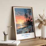 Bahamas Travel Poster Wall Art, Travel Print of Bahamas, Caribbean, Bahamas Sunset Art Lovers Gift, Caribbean Gift, Wall Art Print NQ Media Designs