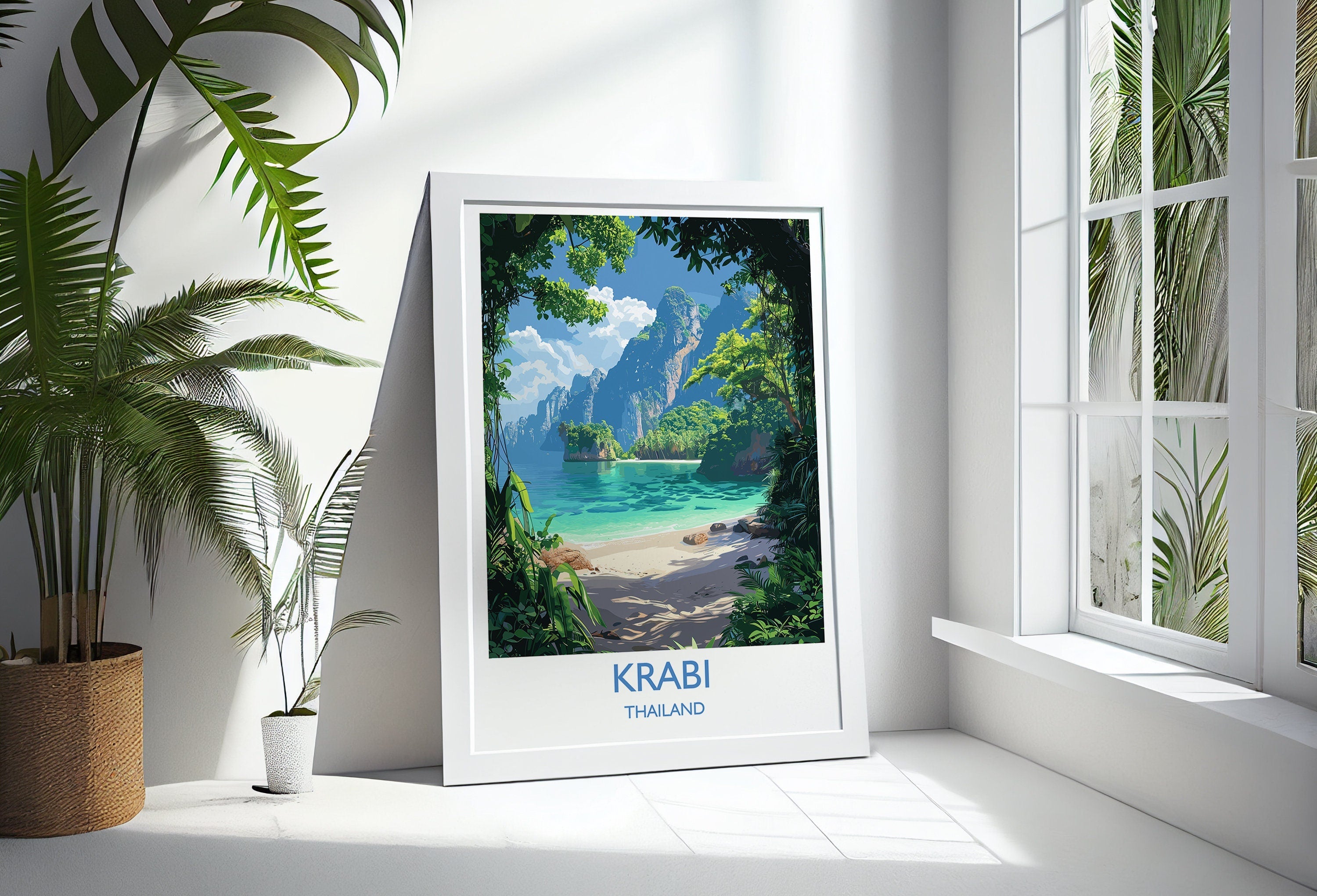 Krabi Travel Print, Travel Poster of Krabi, Thailand, Krabi Art Lovers Gift, Wall Art Print NQ Media Designs