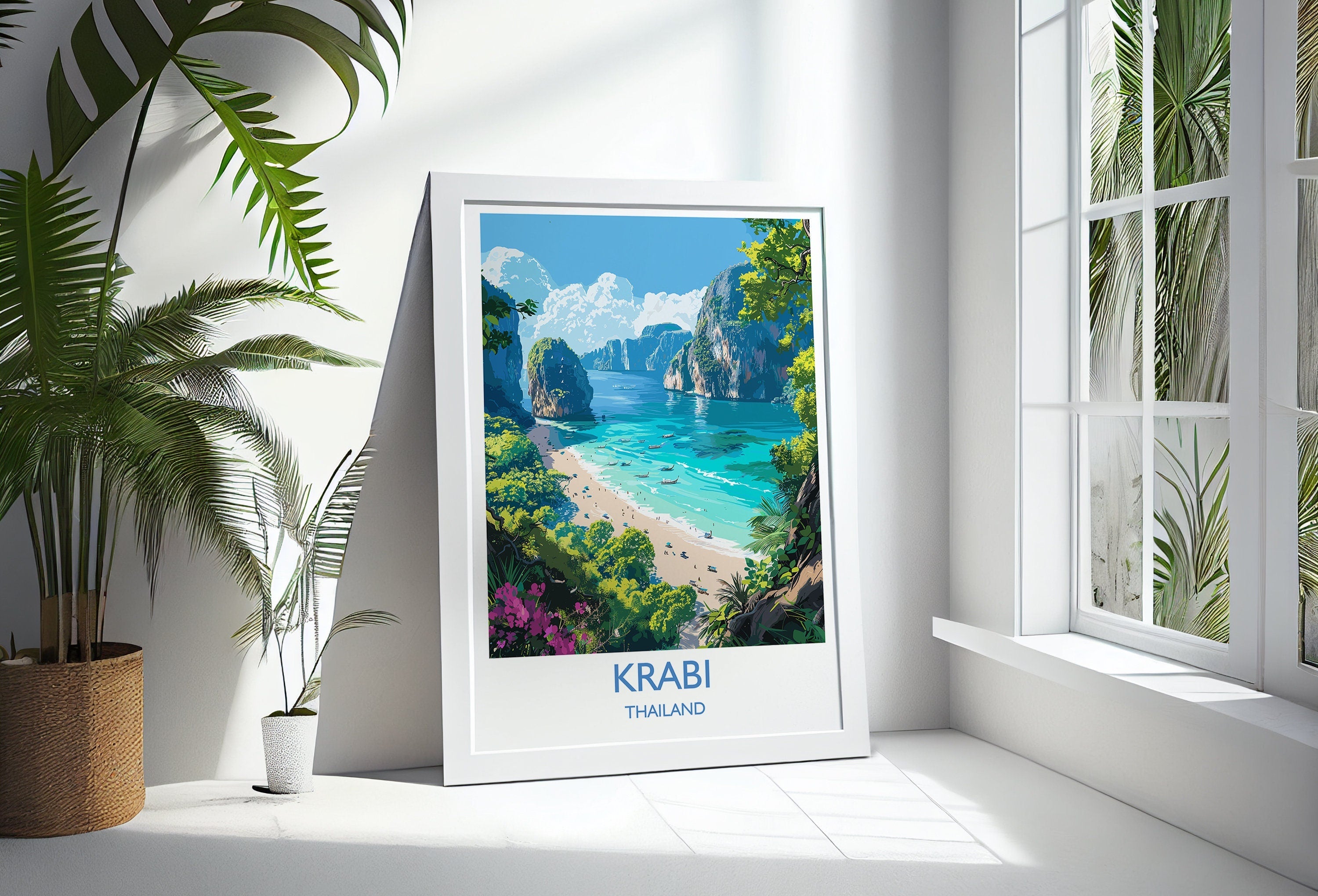 Krabi Travel Print, Travel Poster of Krabi, Thailand, Krabi Art Lovers Gift, Wall Art Print NQ Media Designs