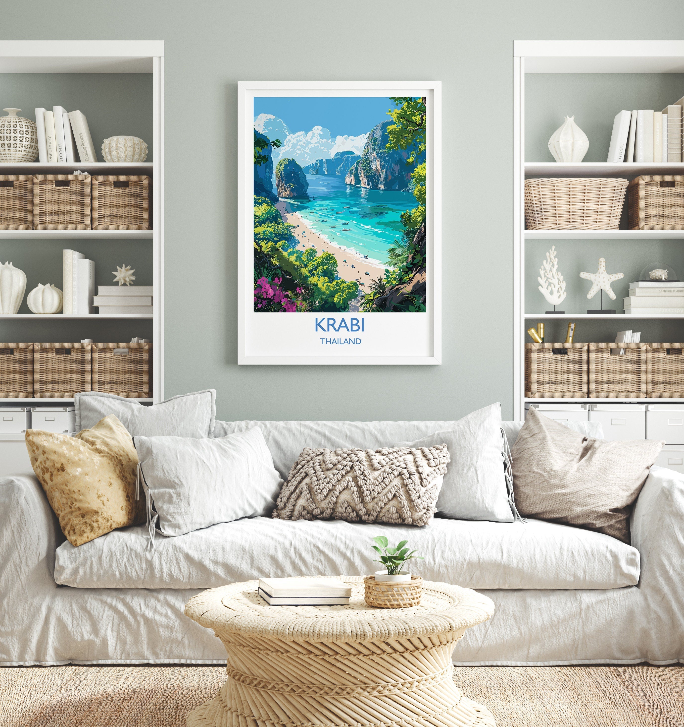 Krabi Travel Print, Travel Poster of Krabi, Thailand, Krabi Art Lovers Gift, Wall Art Print NQ Media Designs