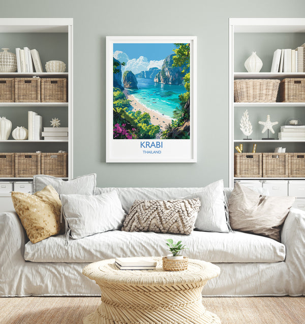 Krabi Travel Print, Travel Poster of Krabi, Thailand, Krabi Art Lovers Gift, Wall Art Print