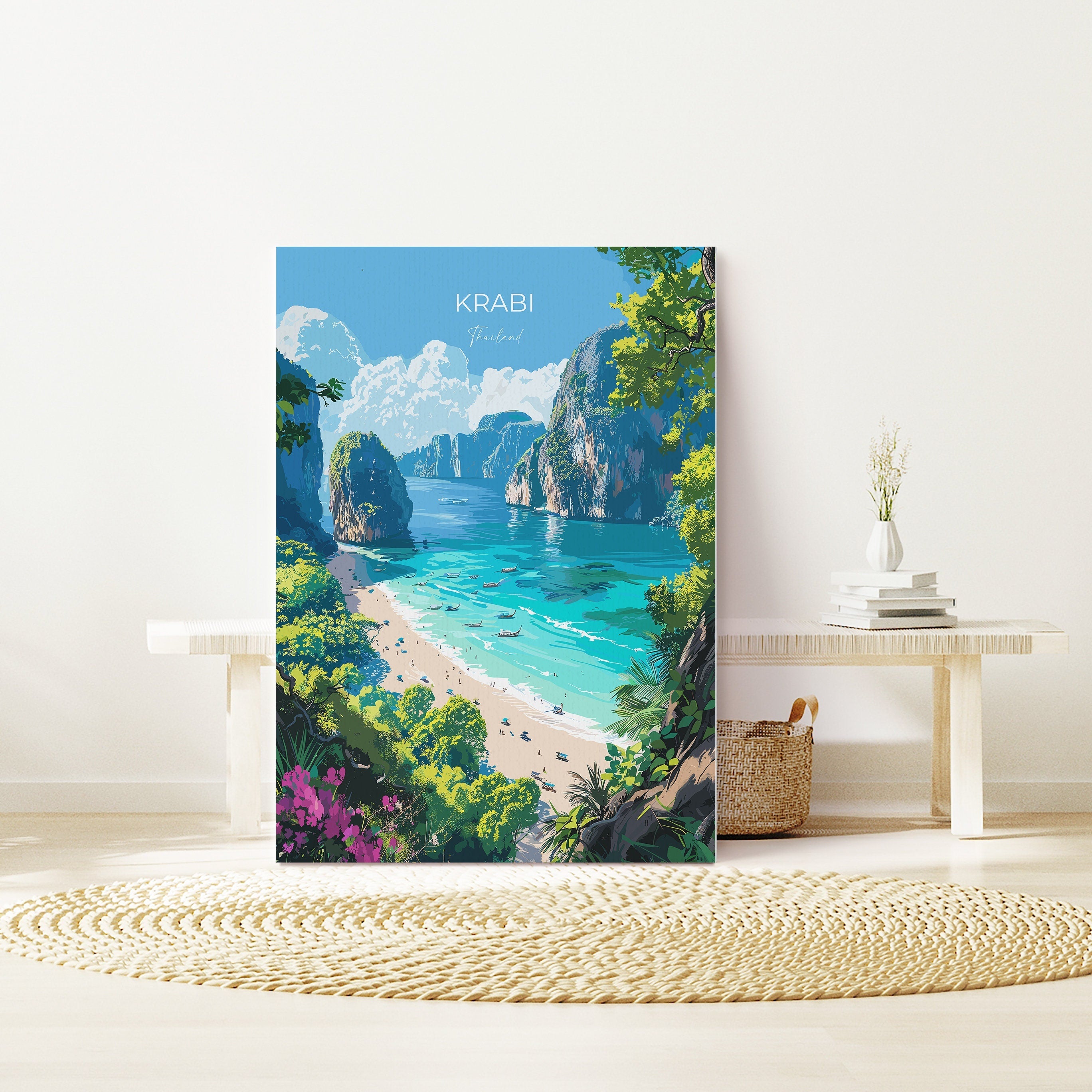 Krabi Travel Poster Wall Art, Travel Print of Krabi, Thailand, Krabi Art Lovers Gift, Birthday Gift Print NQ Media Designs