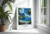 St Lucia Travel Poster Wall Art, Travel Print of St Lucia, Caribbean, St Lucia Art Lovers Gift, Caribbean Gift, Wall Art Print NQ Media Designs