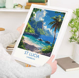 St Lucia Travel Poster Wall Art, Travel Print of St Lucia, Caribbean, St Lucia Art Lovers Gift, Caribbean Gift, Wall Art Print NQ Media Designs