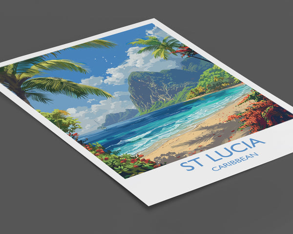 St Lucia Travel Print Wall Art, Travel Poster of St Lucia, Caribbean, St Lucia Art Lovers Gift, Caribbean Gift, Wall Art Print