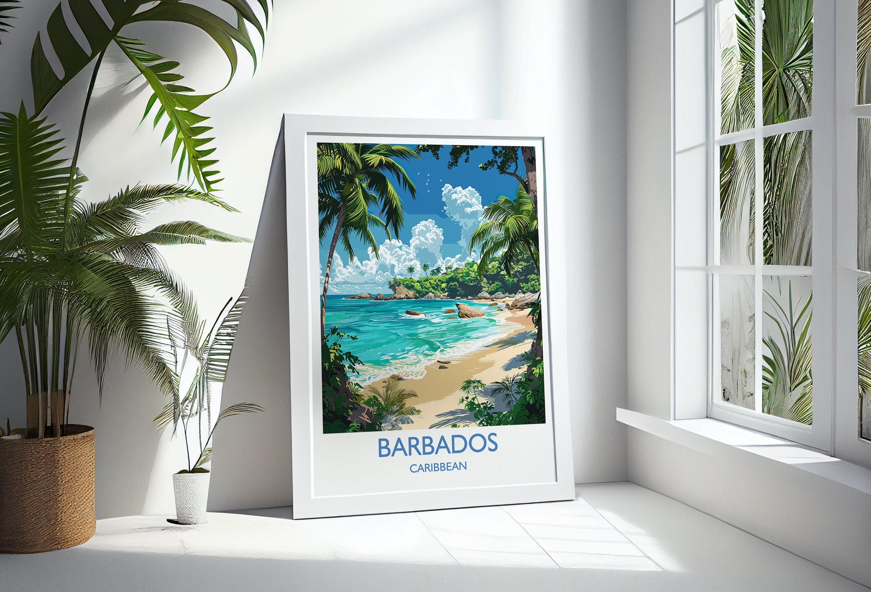 Barbados Travel Print, Travel Poster of Barbados, Caribbean, Barbados Art Lovers Gift, Caribbean Gift, Wall Art Print NQ Media Designs
