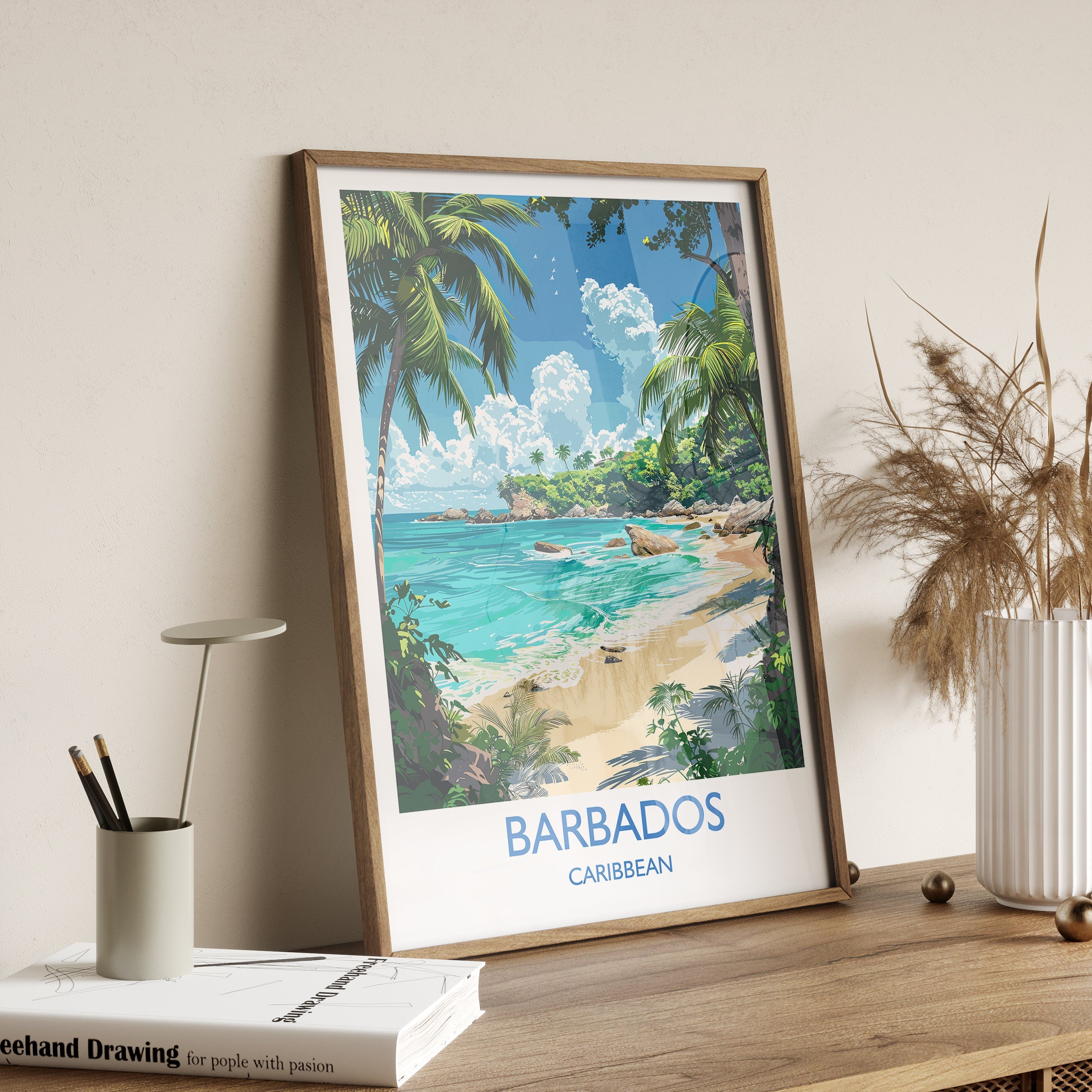 Barbados Travel Print, Travel Poster of Barbados, Caribbean, Barbados Art Lovers Gift, Caribbean Gift, Wall Art Print NQ Media Designs