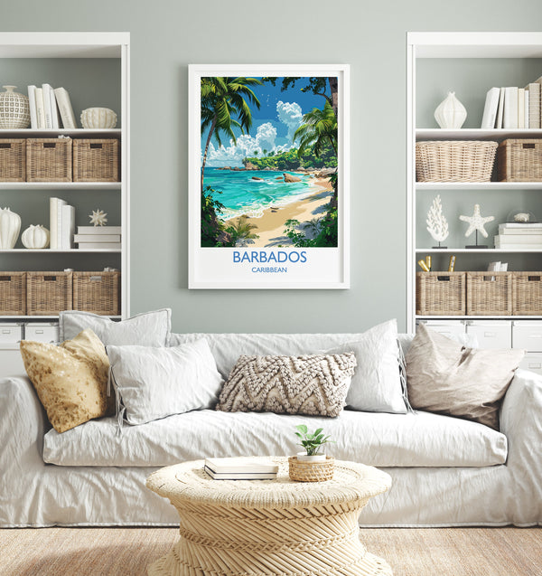Barbados Travel Print, Travel Poster of Barbados, Caribbean, Barbados Art Lovers Gift, Caribbean Gift, Wall Art Print