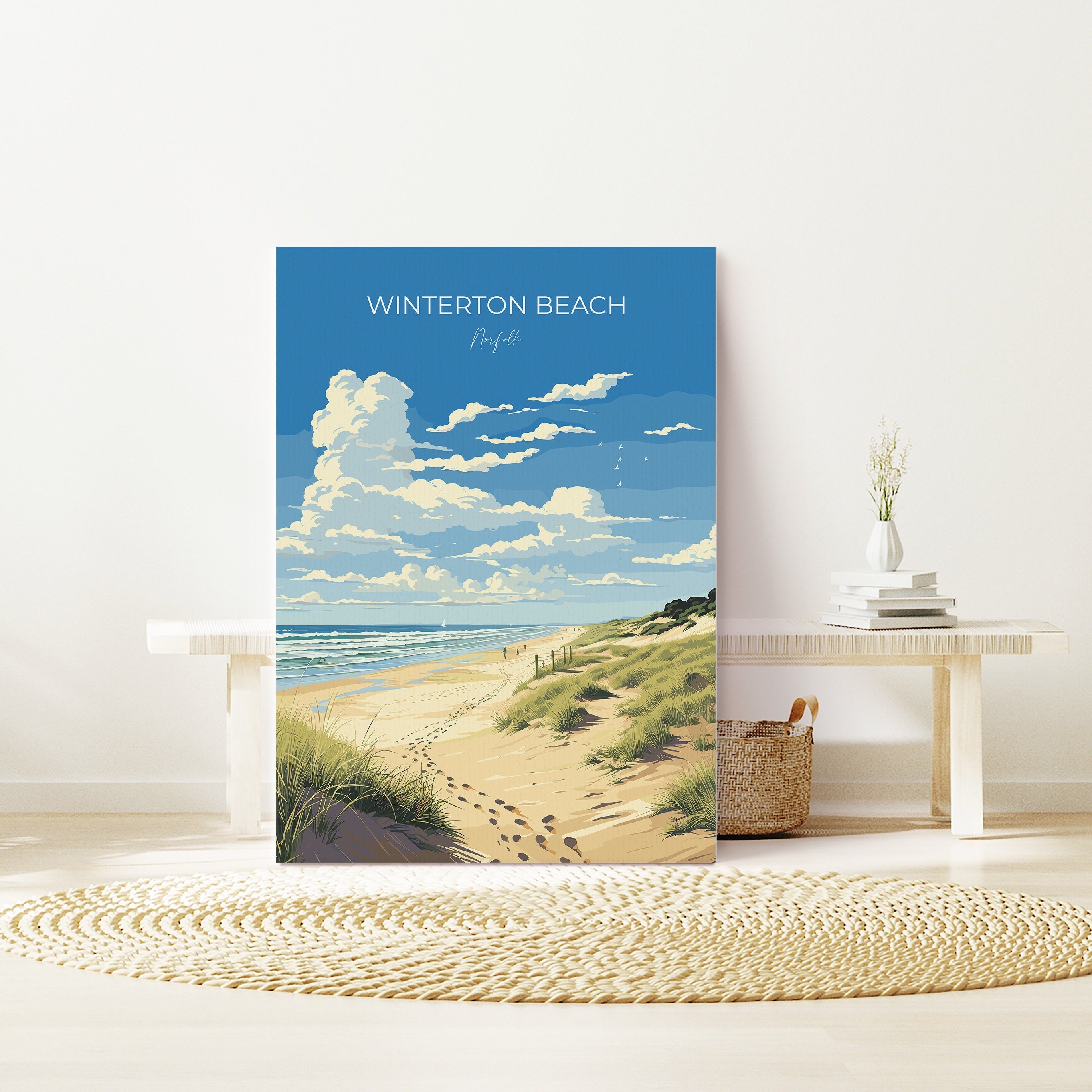 Winterton Beach Print Wall Art, Travel Poster of Winterton Beach, Norfolk, England, Winterton Beach Gift, Norfolk Art Gift, Wall Art Print NQ Media Designs