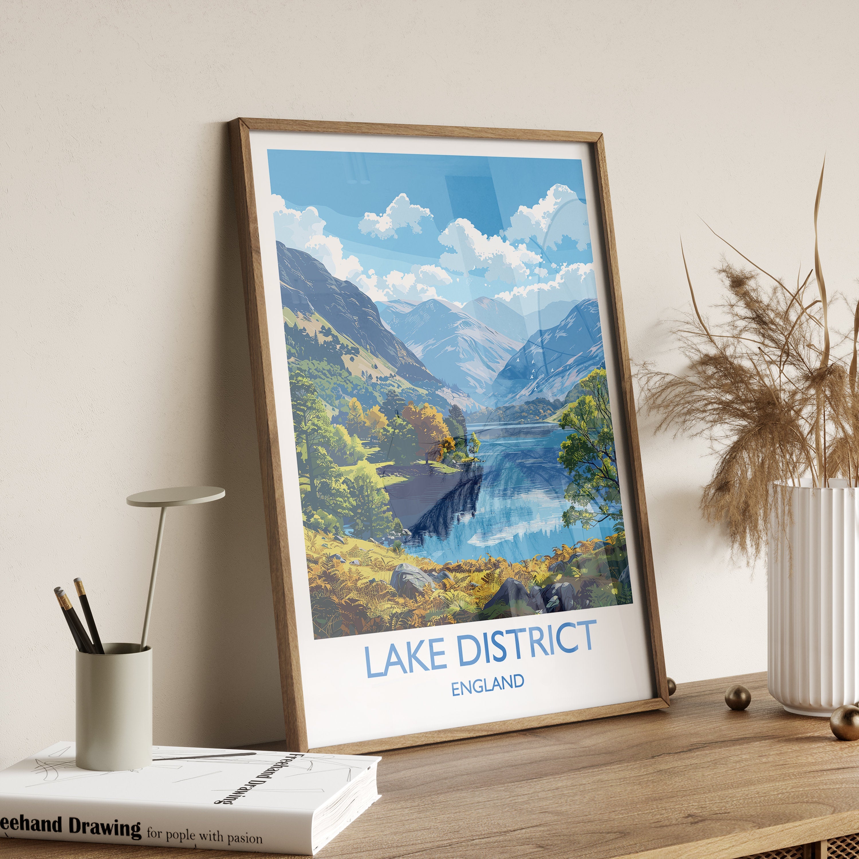 Lake District Travel Print Wall Art, Travel Poster of Lake District, Lake District Art Lovers Gift, English Countryside NQ Media Designs