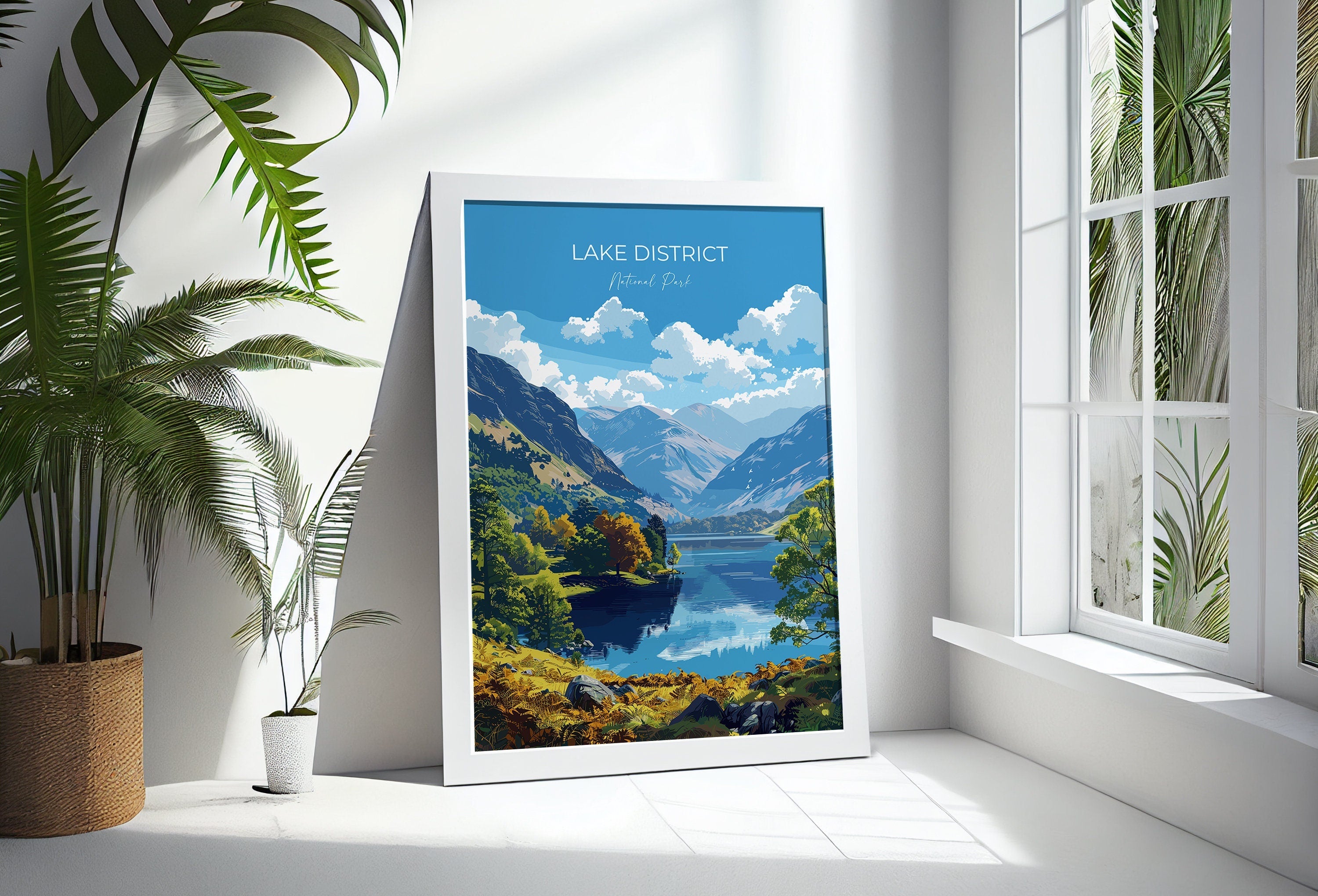 Lake District Travel Poster Wall Art, Travel Print of Lake District, Lake District Art Lovers Gift, English Countryside NQ Media Designs