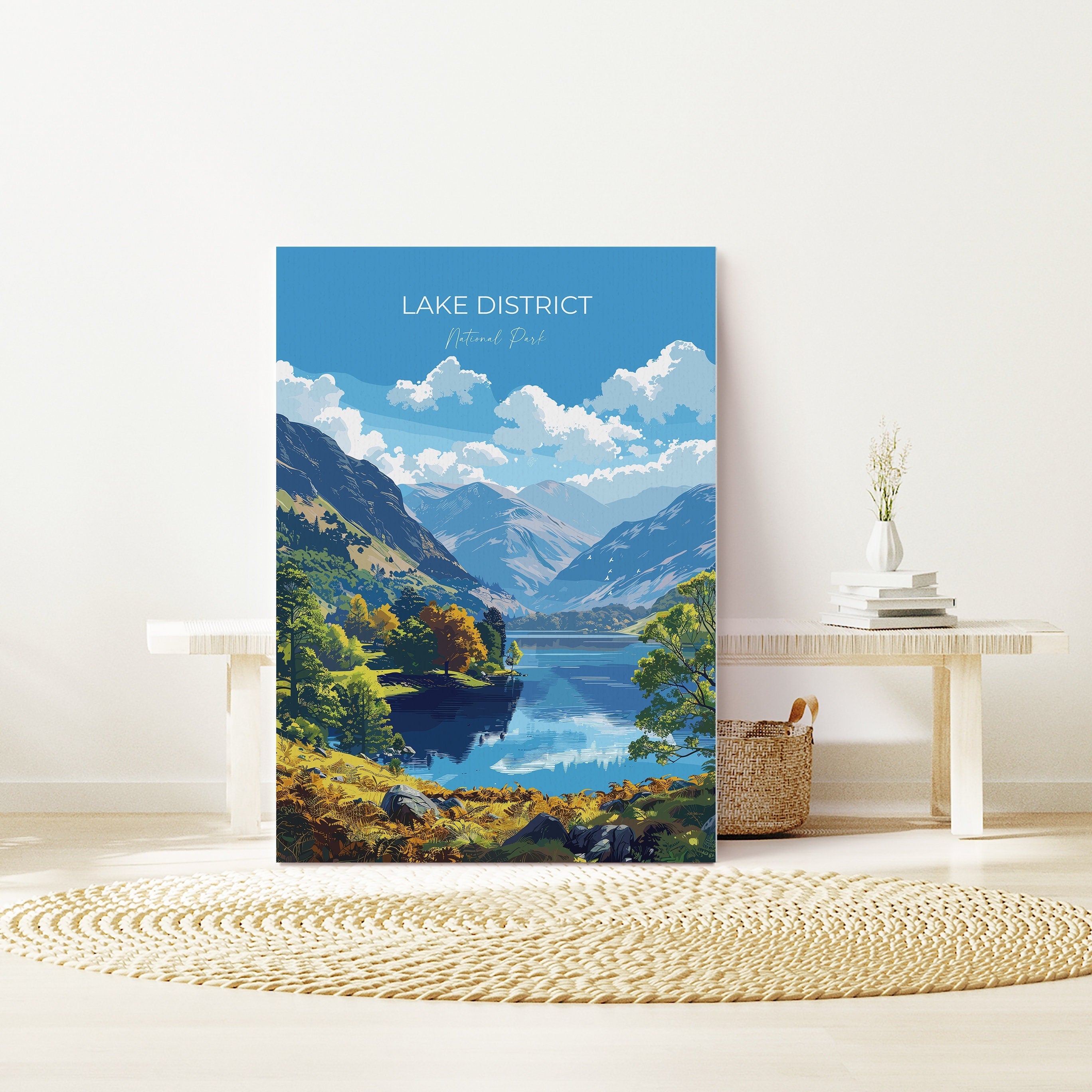 Lake District Travel Poster Wall Art, Travel Print of Lake District, Lake District Art Lovers Gift, English Countryside NQ Media Designs