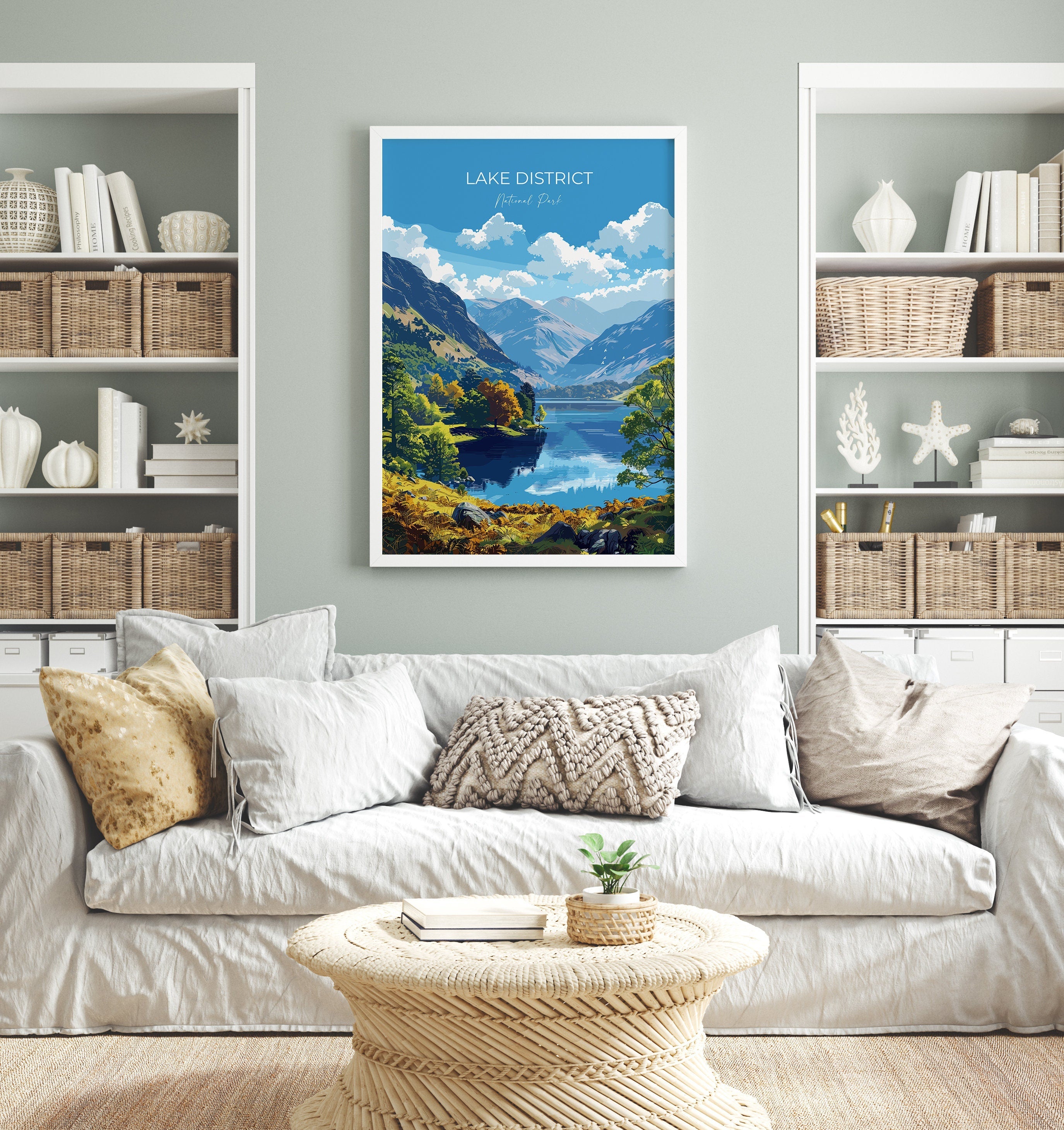 Lake District Travel Poster Wall Art, Travel Print of Lake District, Lake District Art Lovers Gift, English Countryside NQ Media Designs