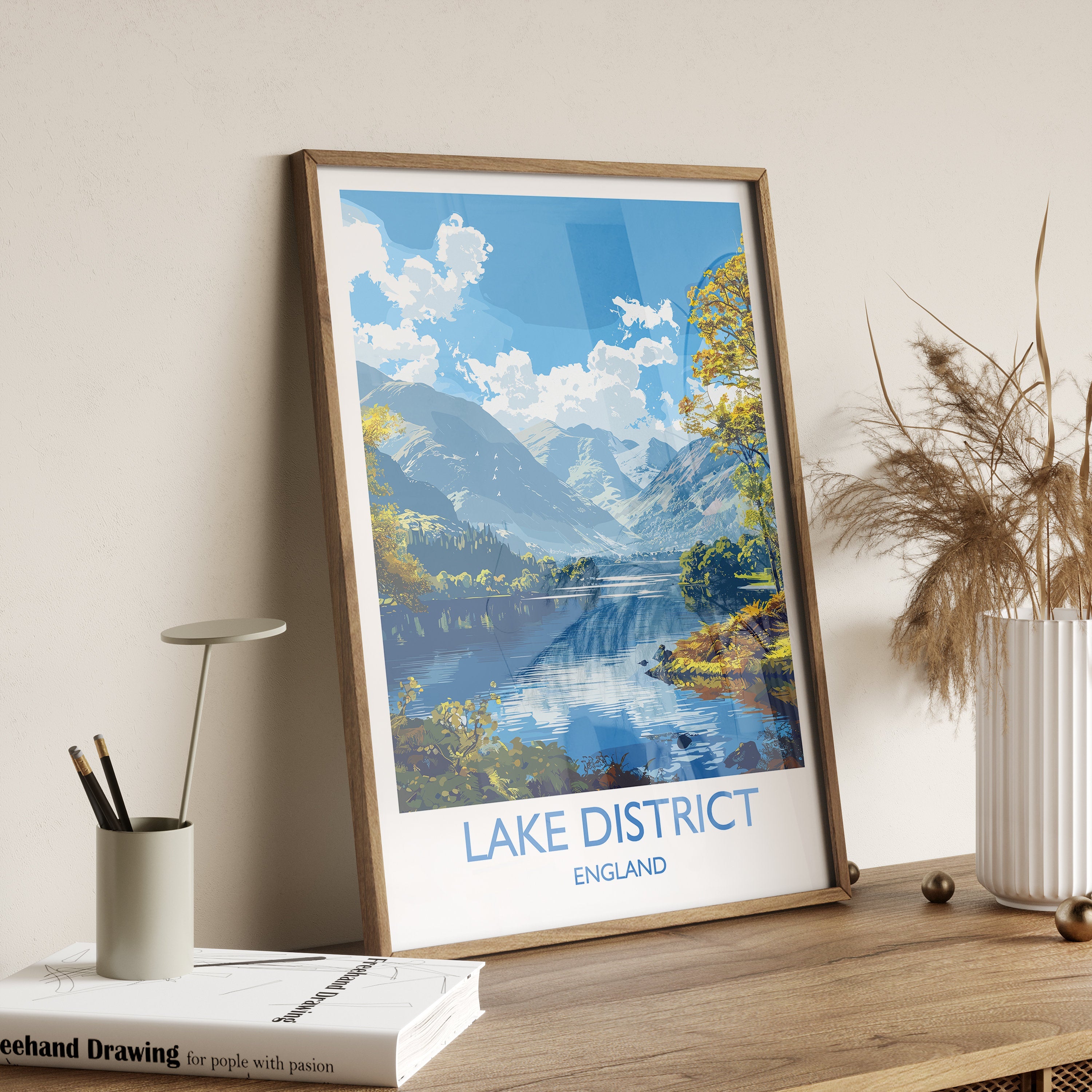 Lake District Travel Print Wall Art, Travel Poster of Lake District, Lake District Art Lovers Gift, English Countryside NQ Media Designs