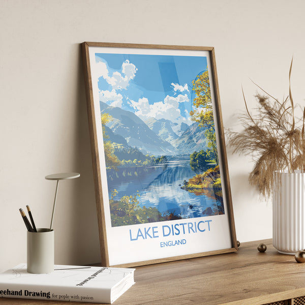 Lake District Travel Print Wall Art, Travel Poster of Lake District, Lake District Art Lovers Gift, English Countryside