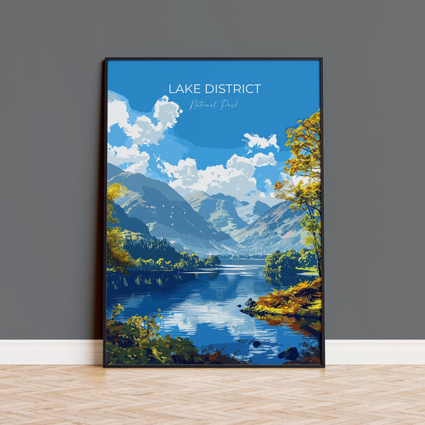 Lake District Travel Poster Wall Art, Travel Print of Lake District, Lake District Art Lovers Gift, English Countryside