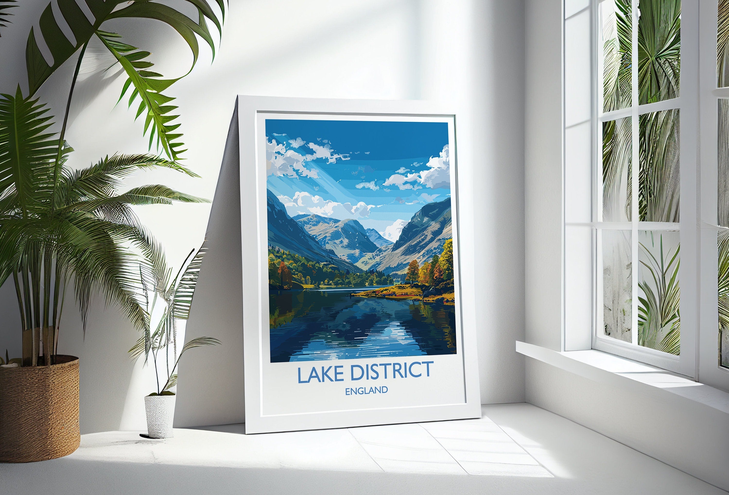 Lake District Travel Print Wall Art, Travel Poster of Lake District, Lake District Art Lovers Gift, English Countryside NQ Media Designs