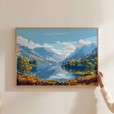 Lake District Landscape Travel Poster Wall Art, Travel Print of Lake District, Lake District Art Lovers Gift, Cumbria, English Countryside NQ Media Designs