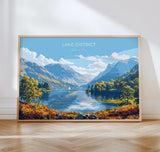 Lake District Landscape Travel Poster Wall Art, Travel Print of Lake District, Lake District Art Lovers Gift, Cumbria, English Countryside NQ Media Designs