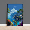 Capri Travel Poster, Travel Print of Capri, Italy, Capri Art Lovers Gift, Amalfi Coast Gift, Wall Art Print