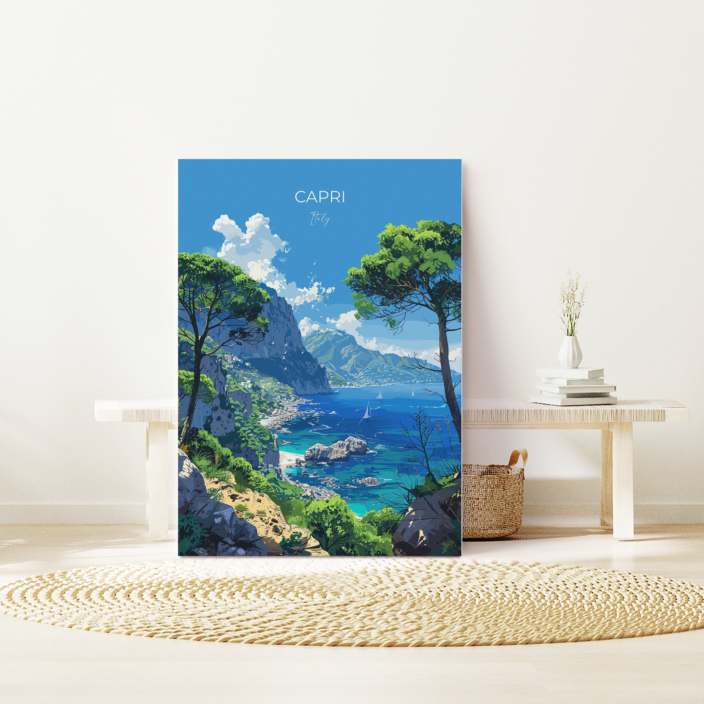 Capri Travel Poster, Travel Print of Capri, Italy, Capri Art Lovers Gift, Amalfi Coast Gift, Wall Art Print NQ Media Designs