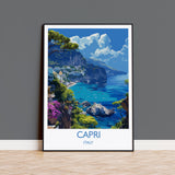Capri Travel Print, Travel Poster of Capri, Italy, Capri Art Lovers Gift, Amalfi Coast Gift, Wall Art Print NQ Media Designs
