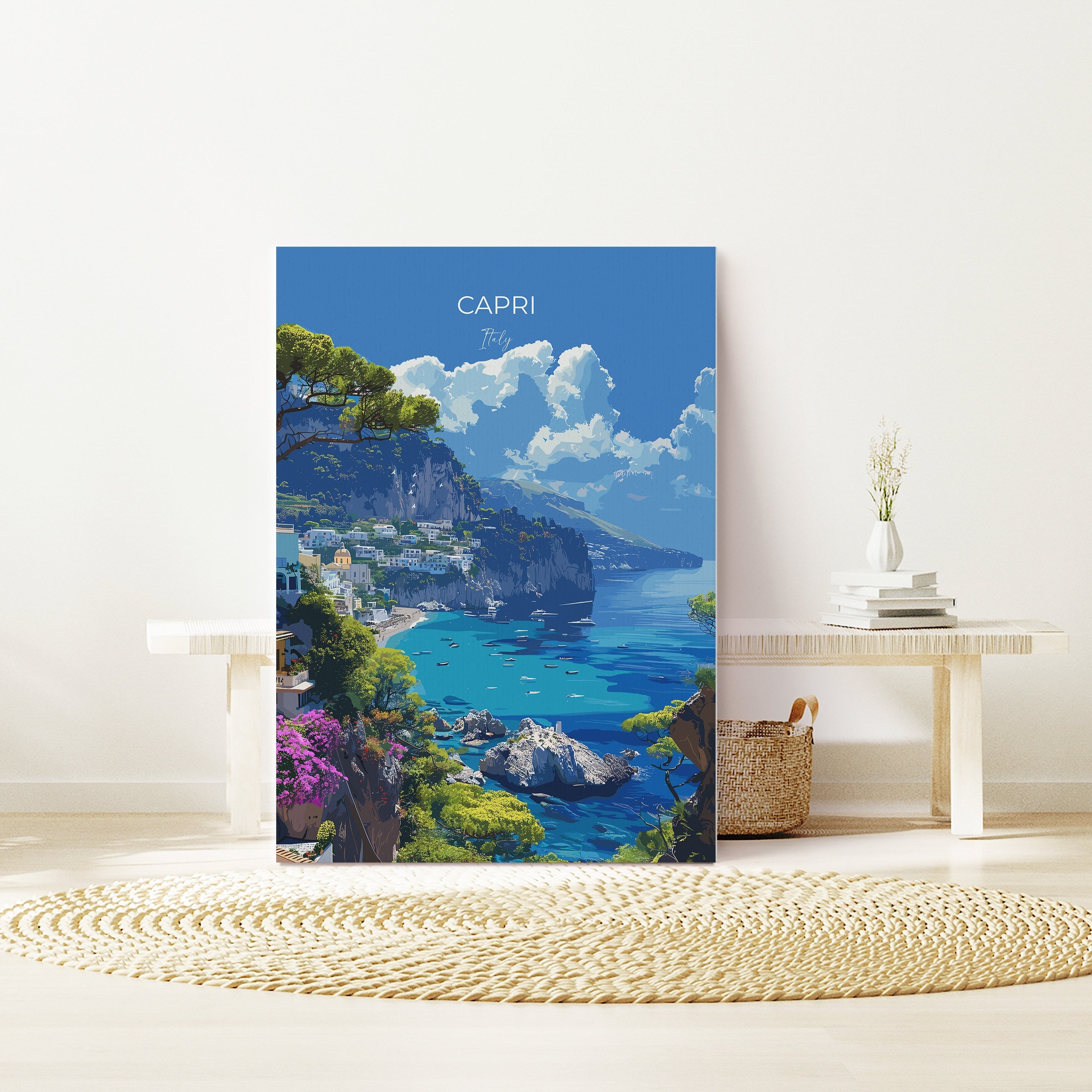 Capri Travel Poster, Travel Print of Capri, Italy, Capri Art Lovers Gift, Amalfi Coast Gift, Wall Art Print NQ Media Designs
