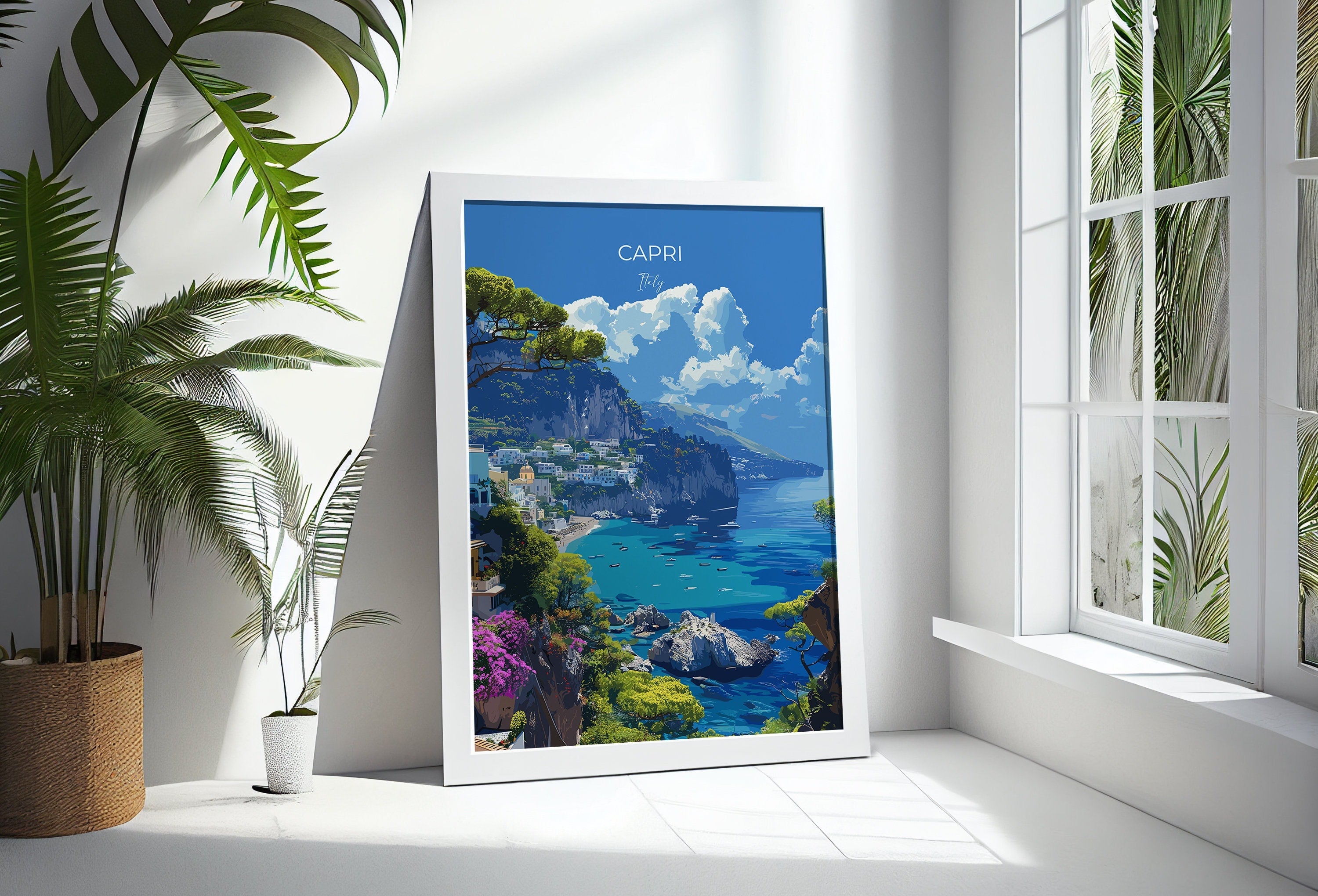 Capri Travel Poster, Travel Print of Capri, Italy, Capri Art Lovers Gift, Amalfi Coast Gift, Wall Art Print NQ Media Designs