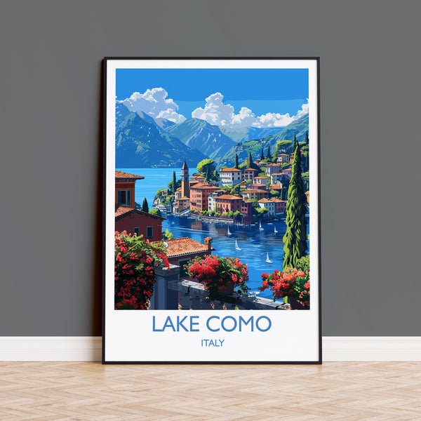 Lake Como Travel Poster Wall Art, Travel Print of Lake Como, Lake Como Art Lovers Gift, Italy, Italian Lakes Art Gift