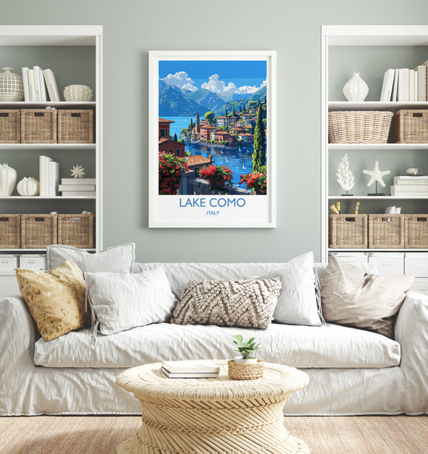 Lake Como Travel Poster Wall Art, Travel Print of Lake Como, Lake Como Art Lovers Gift, Italy, Italian Lakes Art Gift