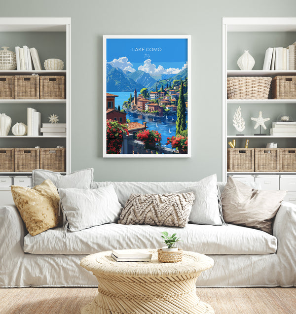 Lake Como Travel Print Wall Art, Travel Poster of Lake Como, Lake Como Art Lovers Gift, Italy, Italian Lakes Art Gift