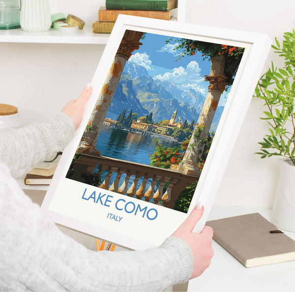 Lake Como Travel Poster Wall Art, Travel Print of Lake Como, Lake Como Art Lovers Gift, Italy, Italian Lakes Art Gift