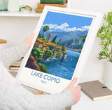 Lake Como Travel Poster Wall Art, Travel Print of Lake Como, Lake Como Art Lovers Gift, Italy, Italian Lakes Art Gift NQ Media Designs