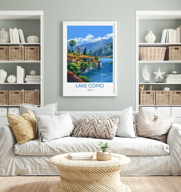 Lake Como Travel Poster Wall Art, Travel Print of Lake Como, Lake Como Art Lovers Gift, Italy, Italian Lakes Art Gift