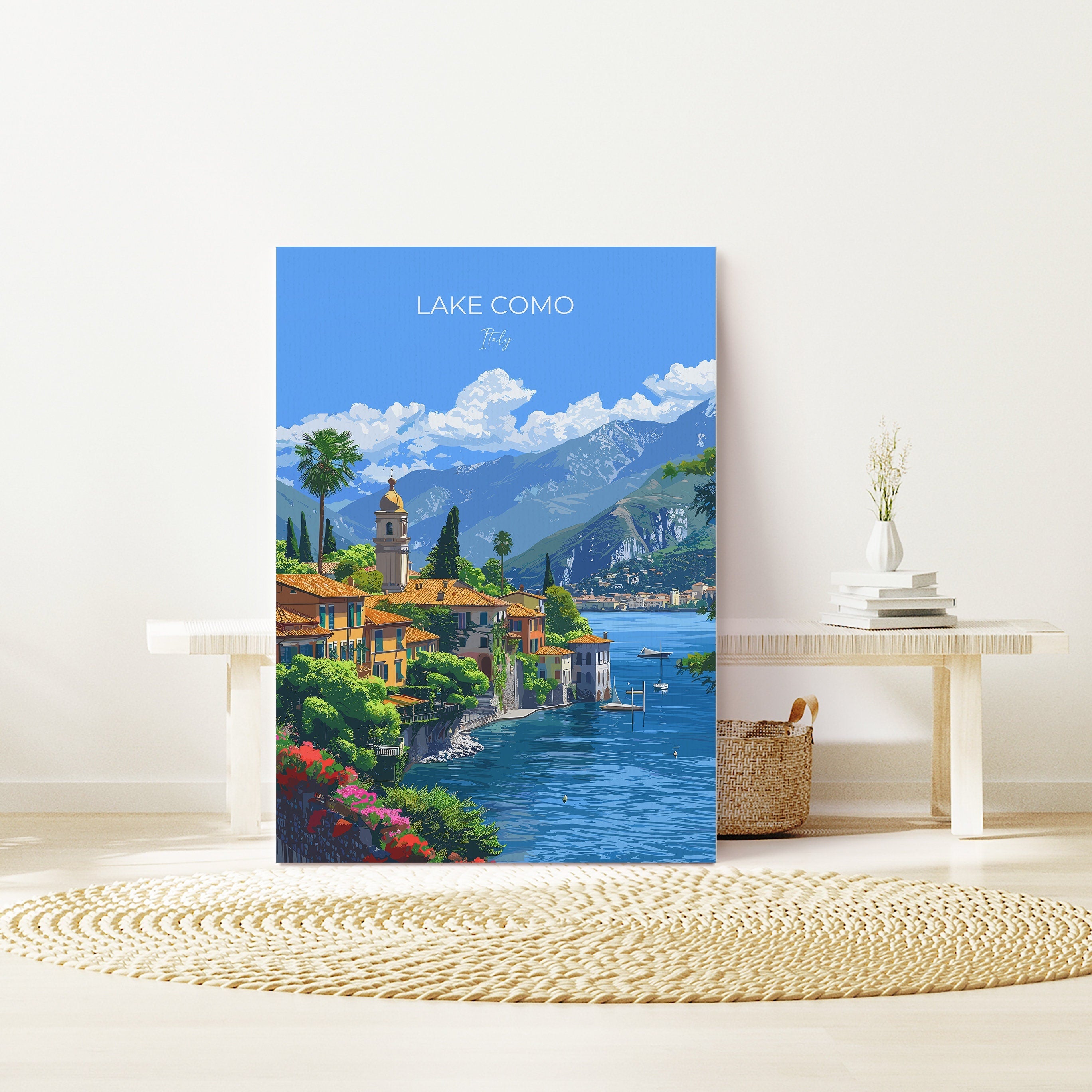 Lake Como Travel Print Wall Art, Travel Poster of Lake Como, Lake Como Art Lovers Gift, Italy, Italian Lakes Art Gift NQ Media Designs