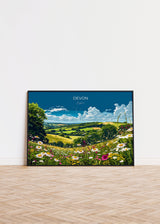 Devon Landscape Travel Poster Wall Art, Travel Print of Devon, Devon Art Lovers Gift, English Countryside NQ Media Designs
